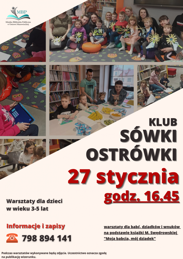 Klub Sówki Ostrówki 27 stycznia godzina 16.45 Stara Elektrownia