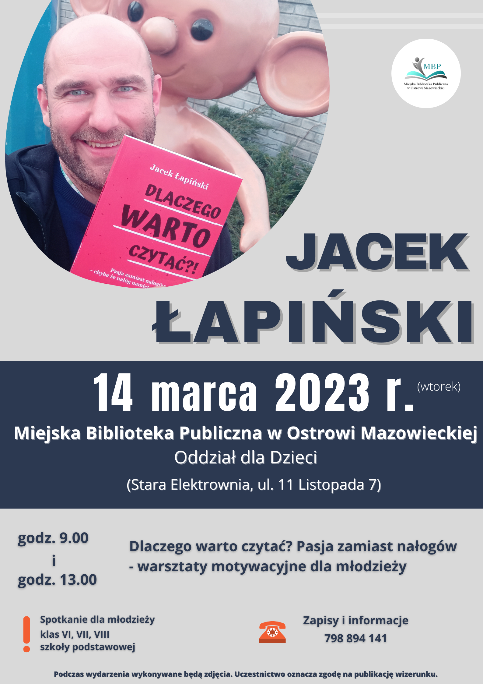 Spotkanie utorskie z Jackiem Łapińskim, 14 marca o godz. 9.00