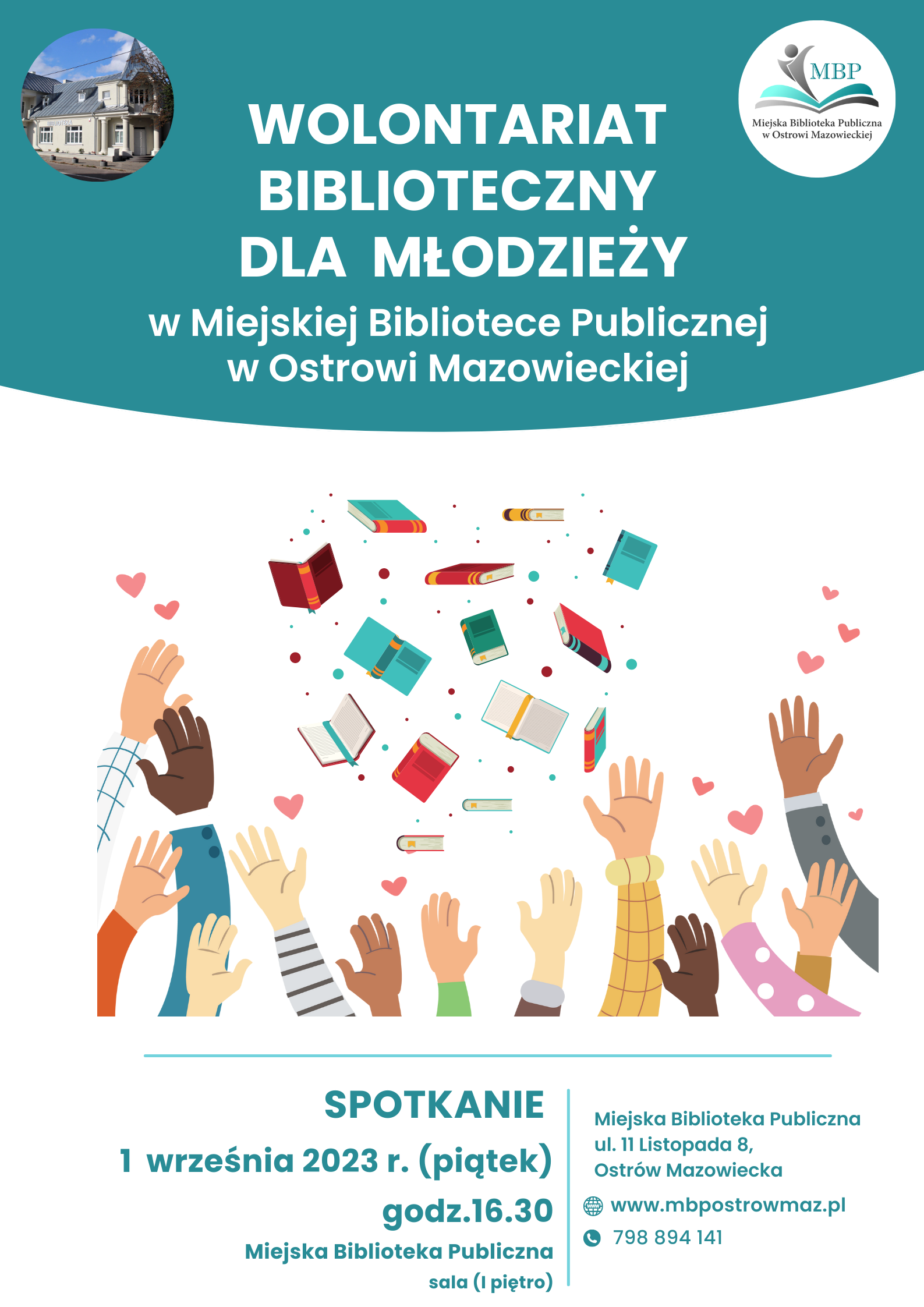 Wolontariat biblioteczny dla młodzieży - 1. 09.2023 godz. 16.30 MBP w Ostrowi Mazowieckiej